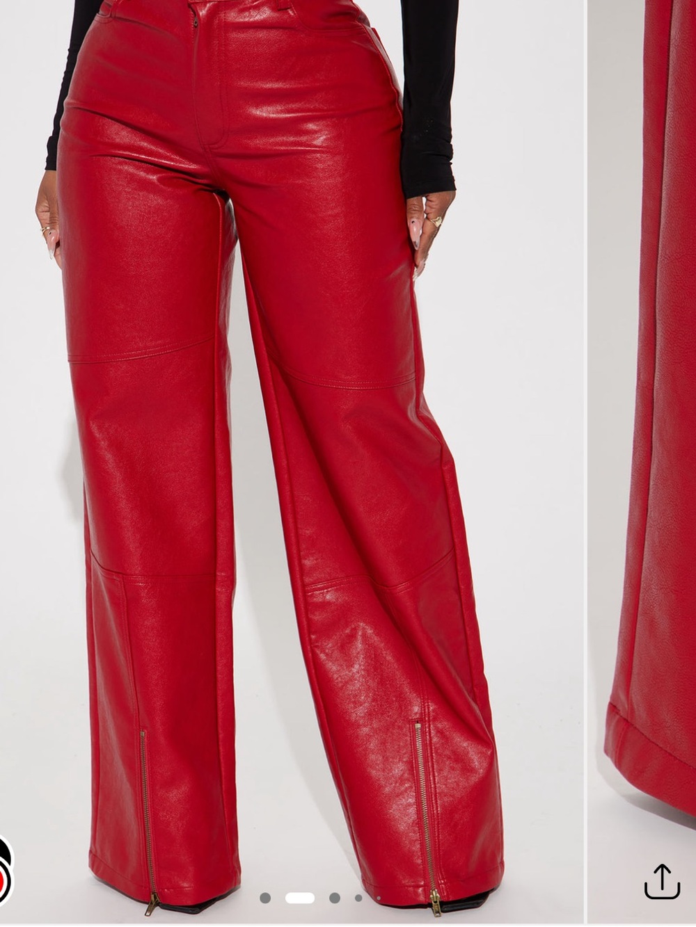 Fashion Nova Red Faux Leather High-Waist Wide-Leg Pants - Picture 2 of 4